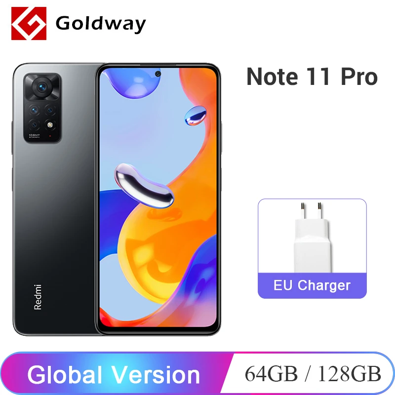 Global Version Xiaomi Redmi Note 11 Pro 6GB RAM 64GB ROM / 8GB RAM 128GB ROM Mobile Phone 108MP Camera Helio G96 120Hz Display