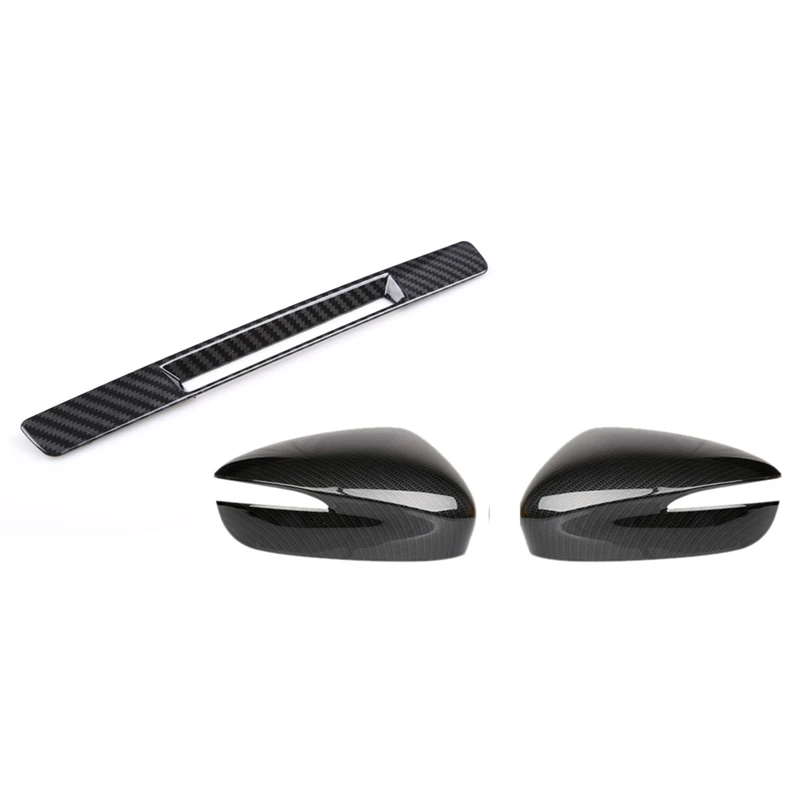 

3 Pcs Carbon Fibre Car Accessories, For Mazda CX3 2016 2017 CX-3: 1 Pair Rearview Mirror Trim Cover & 1 Pcs Center Console Liqui