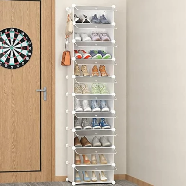 10 Tiers Shoe Rack, Space Saving Vertical Single Pairs Sturdy Shoe Shelf  Narrow Tall Shoe Storage Organizer for Entryway Hallway - AliExpress