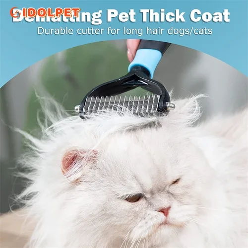 전문 애완 동물 Deshedding 브러시 양면 Dematting 개 빗 고양이 브러시 레이크 강아지 손질 도구 언더 코트 흘리기 비행 머리 3