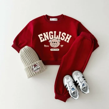 0-6 Età Vestiti per bambini Felpa Set Stile coreano Moda Bambino Felpa con cappuccio a maniche lunghe + Pantaloni 2 pezzi / set Abbigliamento autunnale per bambini