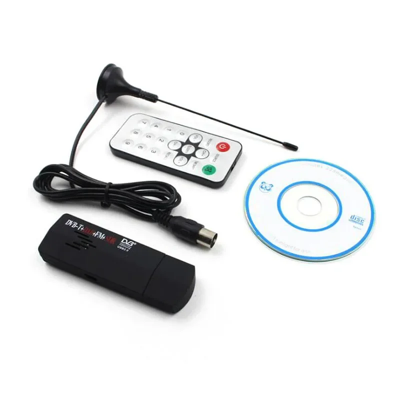 Set Digital TV Tuner USB 2.0 Dongle Stick TV SDR Receiver RTL2832U+R820T DVB-T SDR+DAB+FM Black/White with Antenna Remote