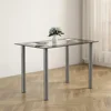 5-Piece Dining Table Set with 1 Glass Dining Table and 4 PVC ChairsKitchen & Breakfast Dining Living Room, Space Saving 4