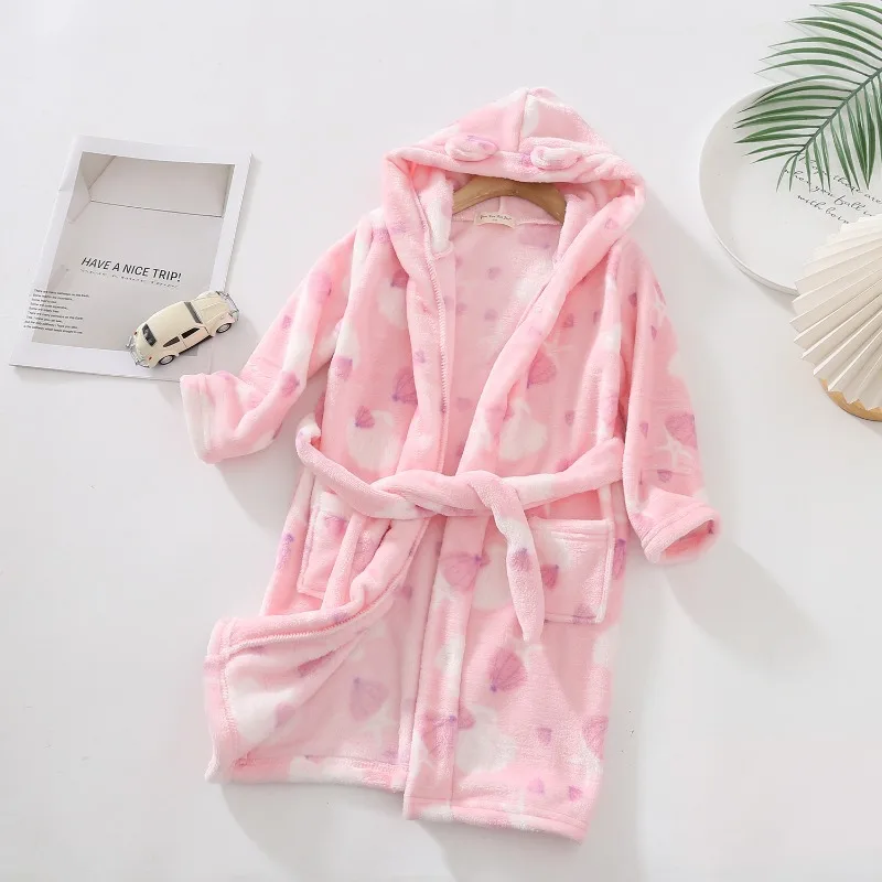 Kids Flannel Pajamas Robes Baby Girls Clothes Winter 2-12Y Children