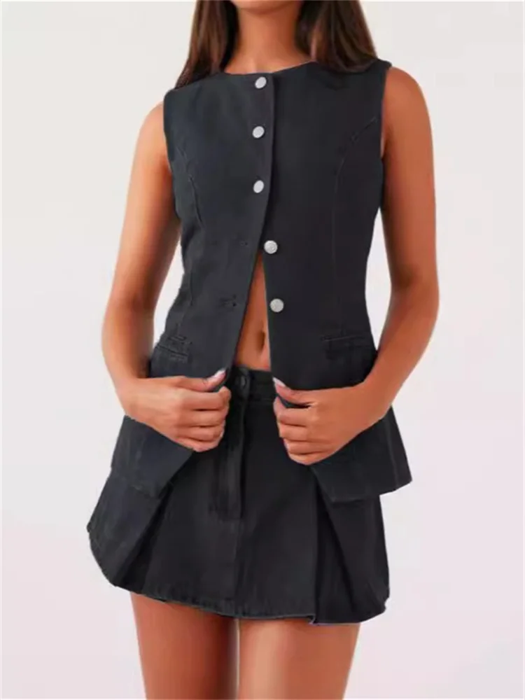 Wmstar DenimTwo Piece Set Women Crop Top and Shorts Sirts Sets Summer Clothes Outfits Fashion Matching Wholesale Dropshipping