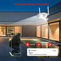 Caméra de surveillance Wifi extérieure 4MP POE double objectif 180 °   Caméra de sécurité à détection humaine AI ultra grand angle, application Camhipro 4