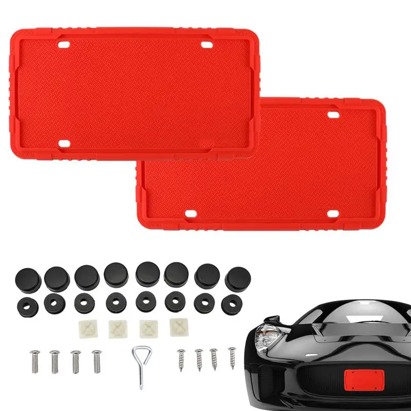 Car Silicone License Plate Frame Kit, Scratch Resistant, Parafuso à prova d'água, Montado Number Plate Holder, Acessórios de Modificação do carro