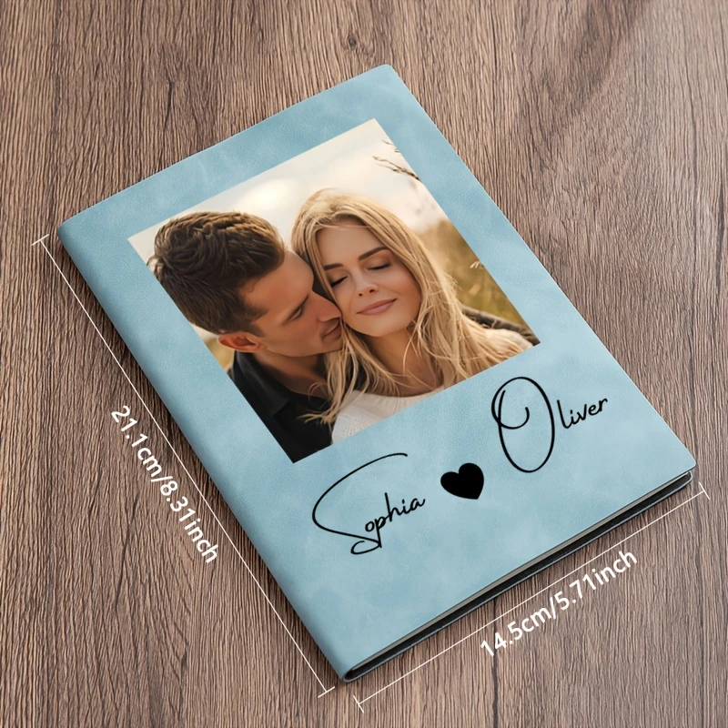 Personalized Custom A5 Notebook with Name and Photo Portrait