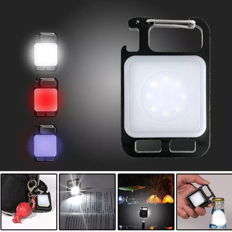 

Mini LED Flashlight Work Light Portable Flashlight Keychains USB Rechargeable for Outdoor Camping Emergency Light Corkscrew