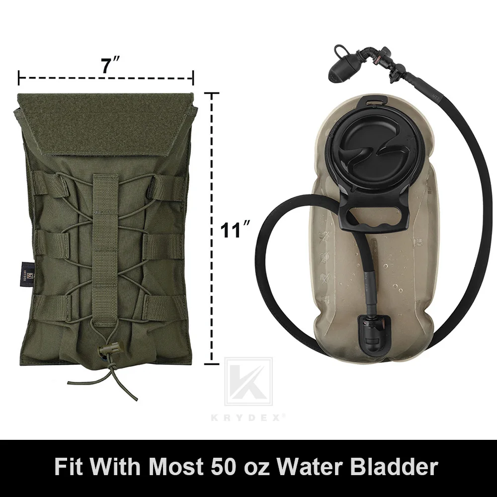 KRYDEX 500D Tactical 50 oz Hydration Carrier MOLLE Pouch Modular 1.5L Water Bladder Bag Pack Hunting Outdoor Hiking Accessories 5