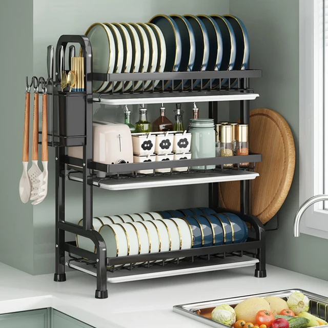 2023 Year New AOLIVIYA Kitchen Dish Storage Rack Countertop Wall Hanging  Drying Bowl Drain Rack Tableware Organizer Set - AliExpress