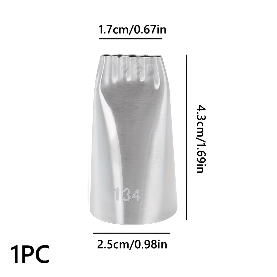 1pcs #134 Cake Decorating Piping Tip, Stainless Steel 5-Line Pastry Nozzle for Spaghetti, Baby Food, Mont Blanc Baking Tool