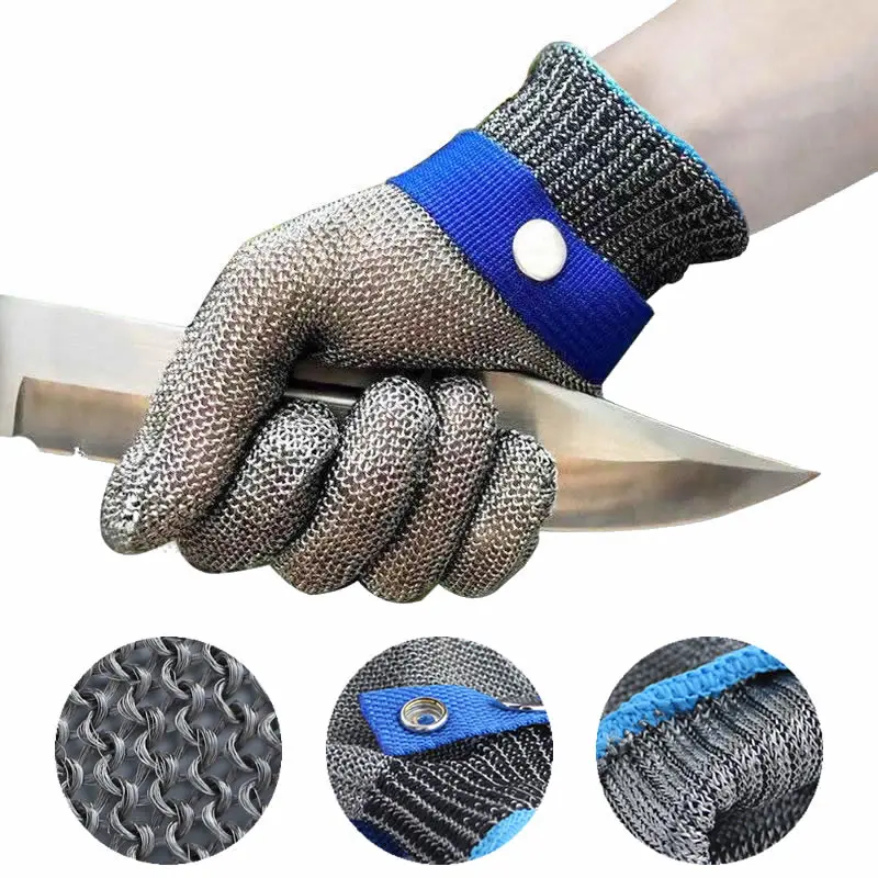 New Cut Proof Stab Resistant Steel Wire Metal Mesh Safety Gloves Butcher R8P9 