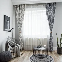 Ins Nordic Wind Matching Colored Linen Curtain New Modern Curtains for Living Room Bedroom Balcony High Shading Printing Concise 2