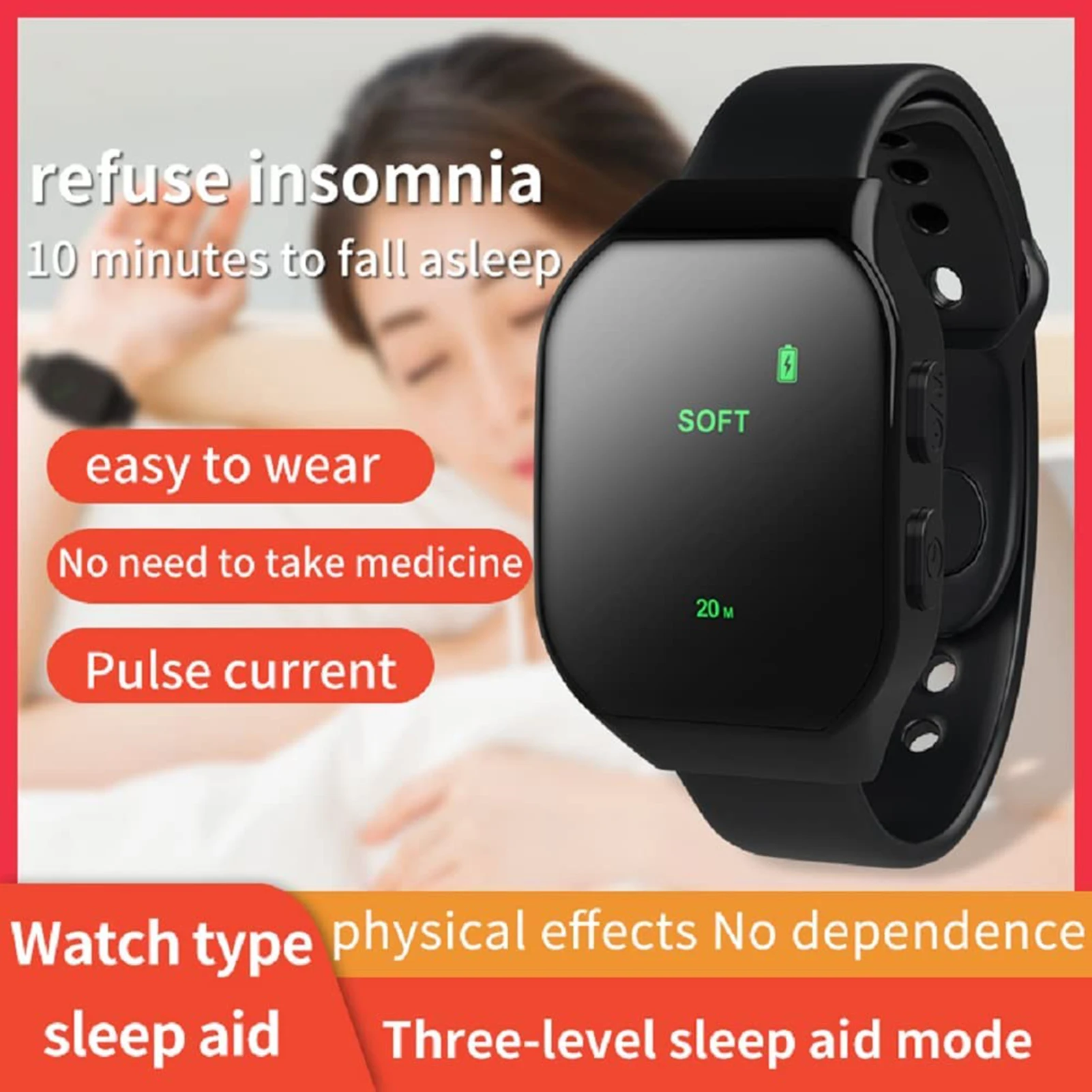 Sleep Aid Watch Anti Anxiety Insomnia Sleeping Device Intelligent Bracelet Micro-Current Electronic Pulse Sleeping Machine Fast