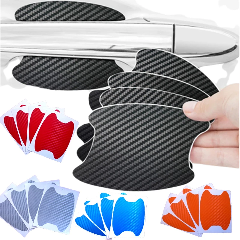 Car Stickers Anti Scratch Car Door Handle Carbon Fiber Protector Automobiles Handle Protection Film Styling Exterior Accessorie