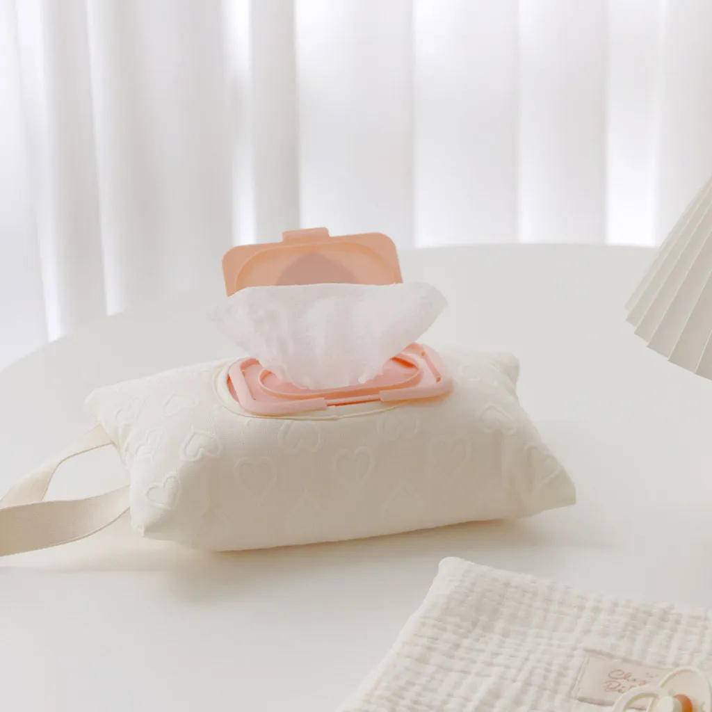 Baby Stroller Heart Wet Wipes Case Extraction Tissue Box Travel Car Portable Handheld Storage Bag Newborn Hanging Bag for Cart 5