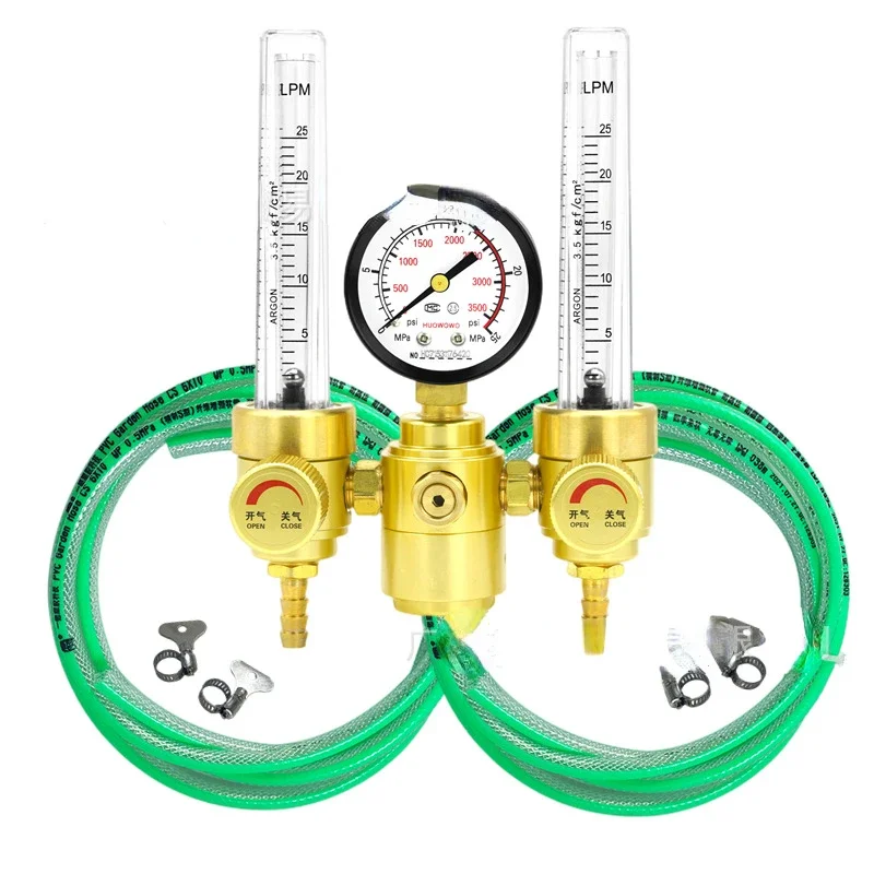 

Dual Flow Dual Gas Pipe Pressure Reducing Valve Argon Meter AR-120S Argon Arc Welding Attachment Pressure Gauge Hose