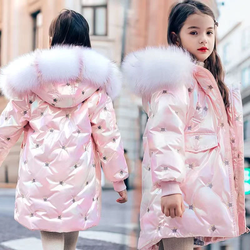 

-30℃ Winter Thick Coats New Kids Hooded Fleece Warm Outerwear Cashmere Padded Jackets Boys Girls Cotton Clothes 5-12 Years
