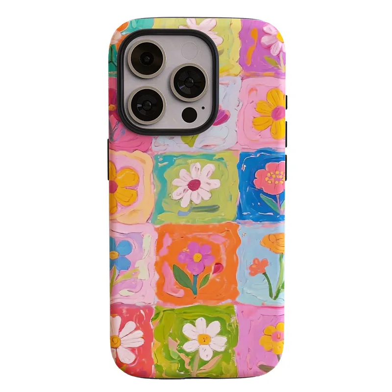 2-in-1 Floral Protective Film Shell Phone Case