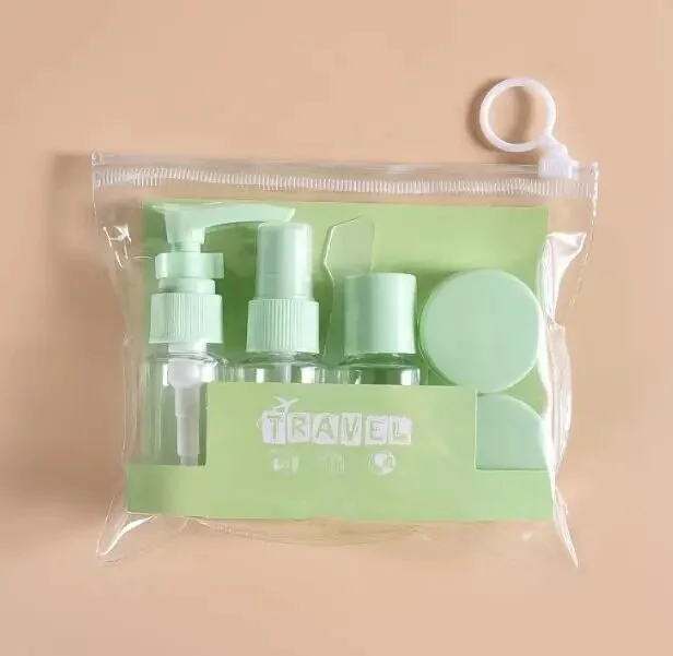 Travel Toiletry Bottle Set - 7-Piece Refillable Leakproof Lightweight Containers for Camping and Gym Essentials