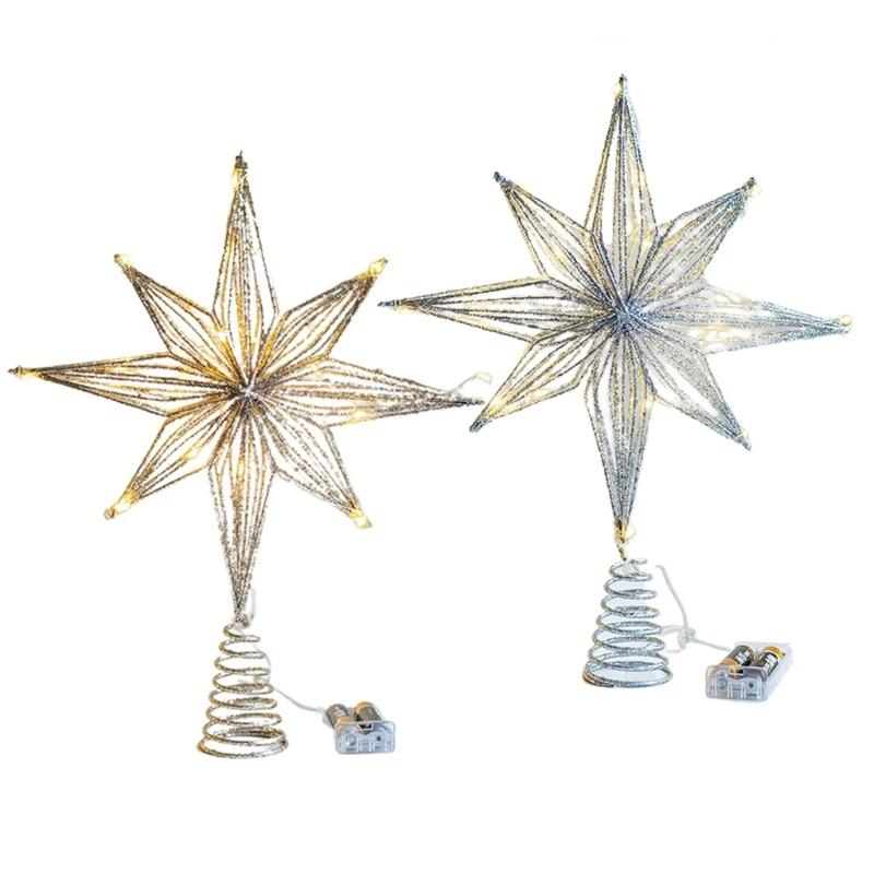 

Christmas Tree LED Star Tree Toppers Battery Operated Treetop Decoration Ornament 2024 New Year Festival Party Decor