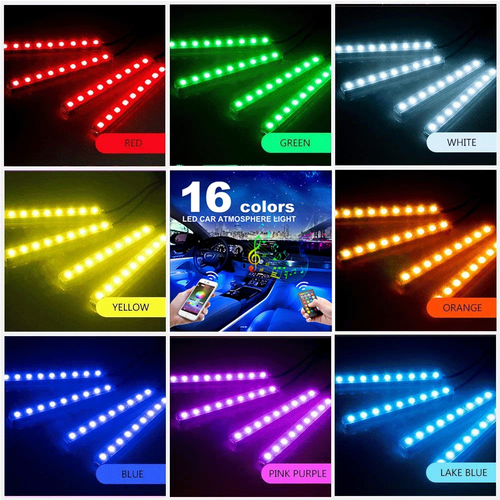 Automotive LED Music Atmosphere Light RGB Car Interior Lamplighting Adjustabl Auto Rhythm Light Strip for Chassis Family Party starlight headliner