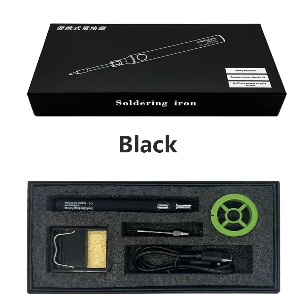 

USB Iron 5V 8W Cordless Soldering Iron Tool Pen Portable Electric Powered 3 Tip Kit Rechargeable and Temperature Adjustment