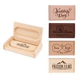 High Speed TYPE-C USB 3.0 Flash Drive 128GB Free Custom Logo Pen Drive 64GB Wooden Box Memory Stick Creative Gifts Pendrive 32GB