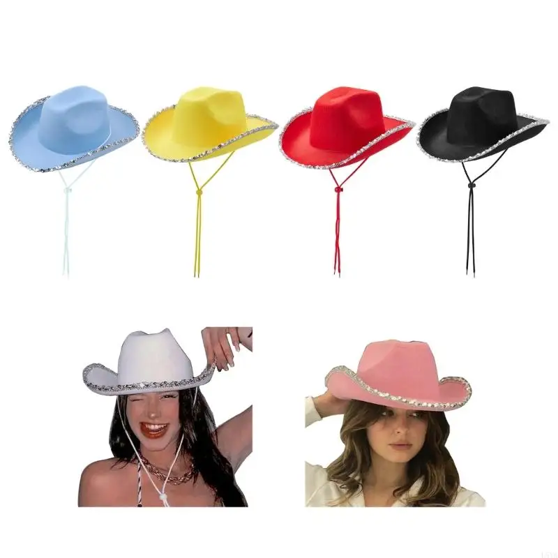 L5YA Bachelorette Party Hat for Women Bridal Party Bride Cowgirl Wedding Headgear