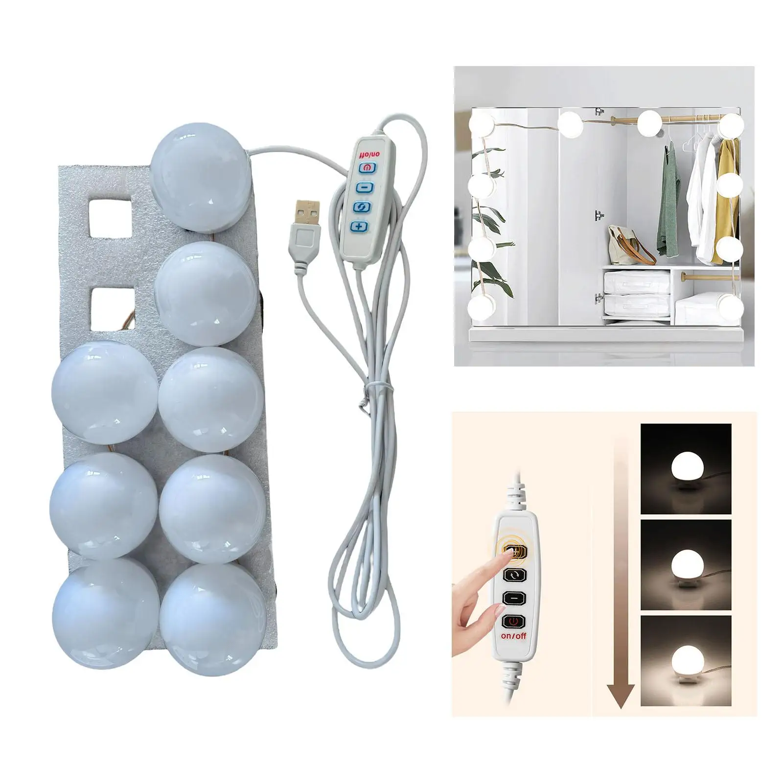 Vanity Mirror Light Kit,LED Light for Mirror USB Charger,LED