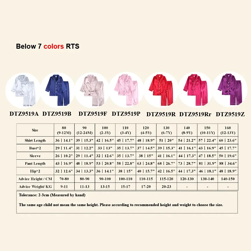 Kids Boy Girl Pajamas Silk Satin Top Pant Long sleeve Solid Button-Down Infant Baby Pyjamas Satin Set Nightgown Child Sleepwear