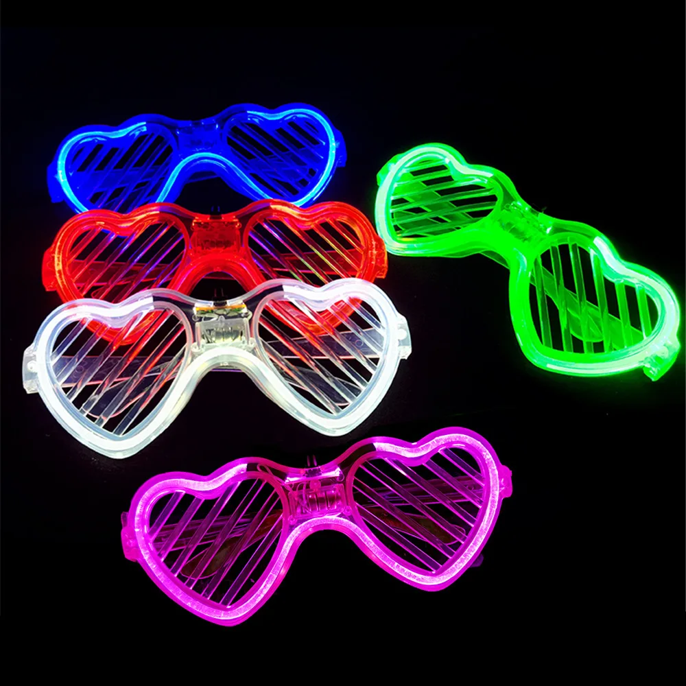 Description Picture 5 of item5/10/20/30Pcs Glow In The Dark Glasses Heart Shaped LED Light Up Sunglasses Glow Neon Party Favor for Kids Adults Party Supplies