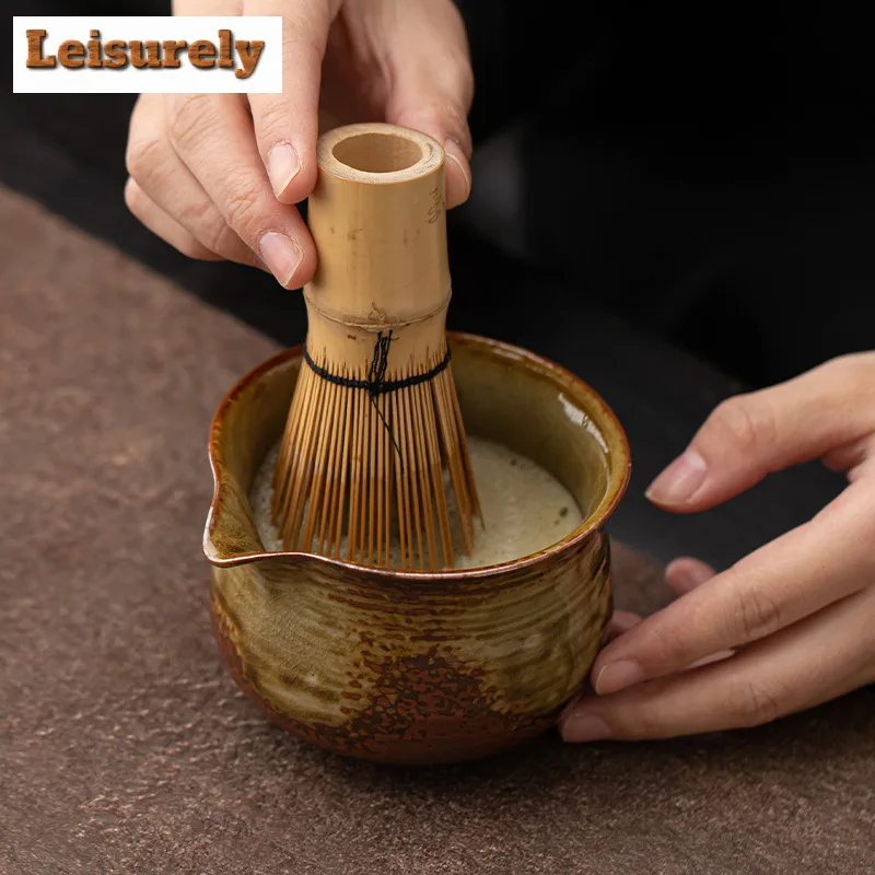 280ml Japanese Kiln Change Threaded Matcha Bowl Sharp Spout Matcha Stirring Mix Basin Home Tea-making Tools Kitchen Supplies
