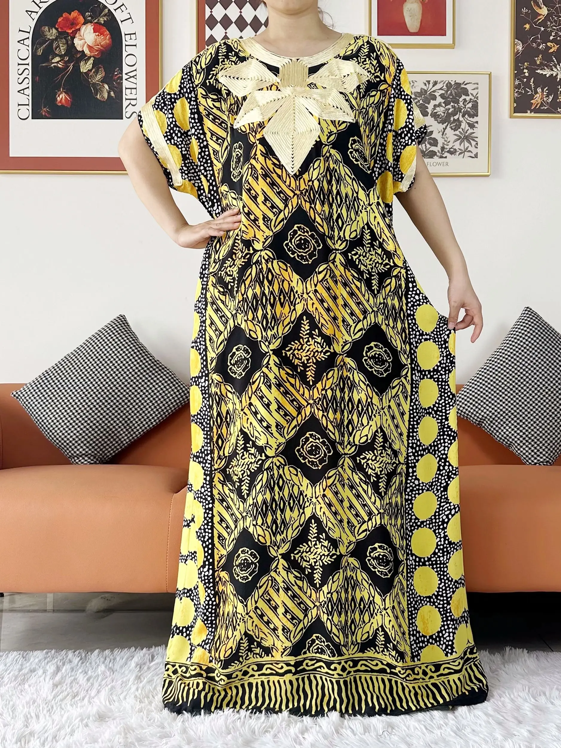 Fashion Floral Print Cotton Women High Waist Boho Maxi Dress Casual Holiday Fashion Party Dresses Indie Folk African Vestidos