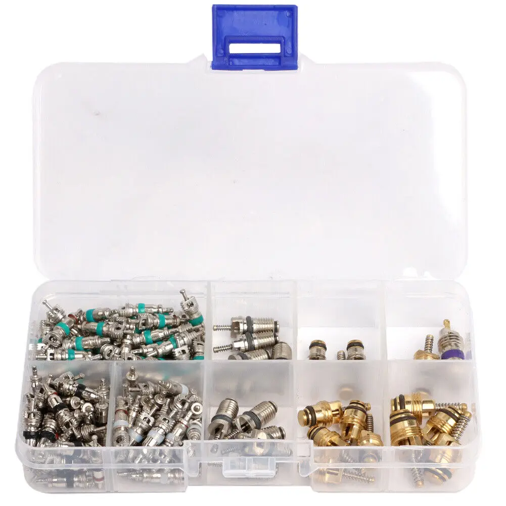 134Pcs Car Air Conditioner Valve Cores Assortment A/C AC Shrader Valve Core & Tool R134 R12 HVAC Valves Kit Auto Accessories 2