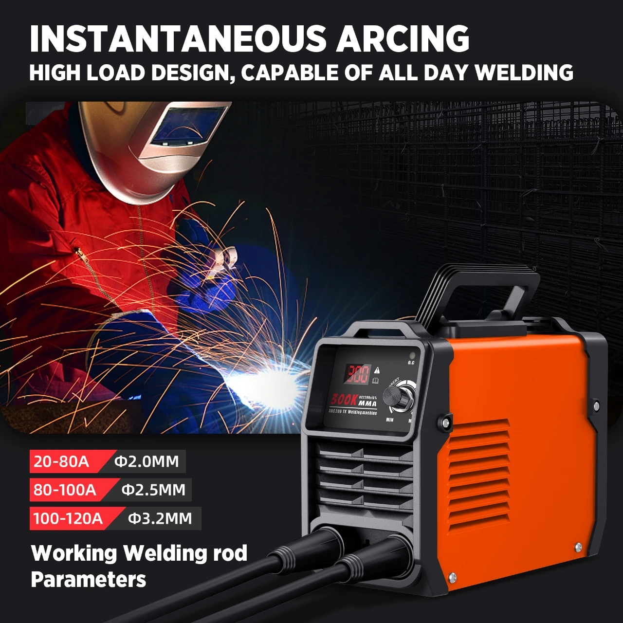 Portable Welding Machine 220V Digital Display LCD Hot Start 300A ARC Welder Machine With Electrode Holder Wire