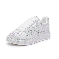 Nouvelles chaussures décontractées pour femmes à lacets, à bout bas, avec strass scintillants, mode printemps/automne 2