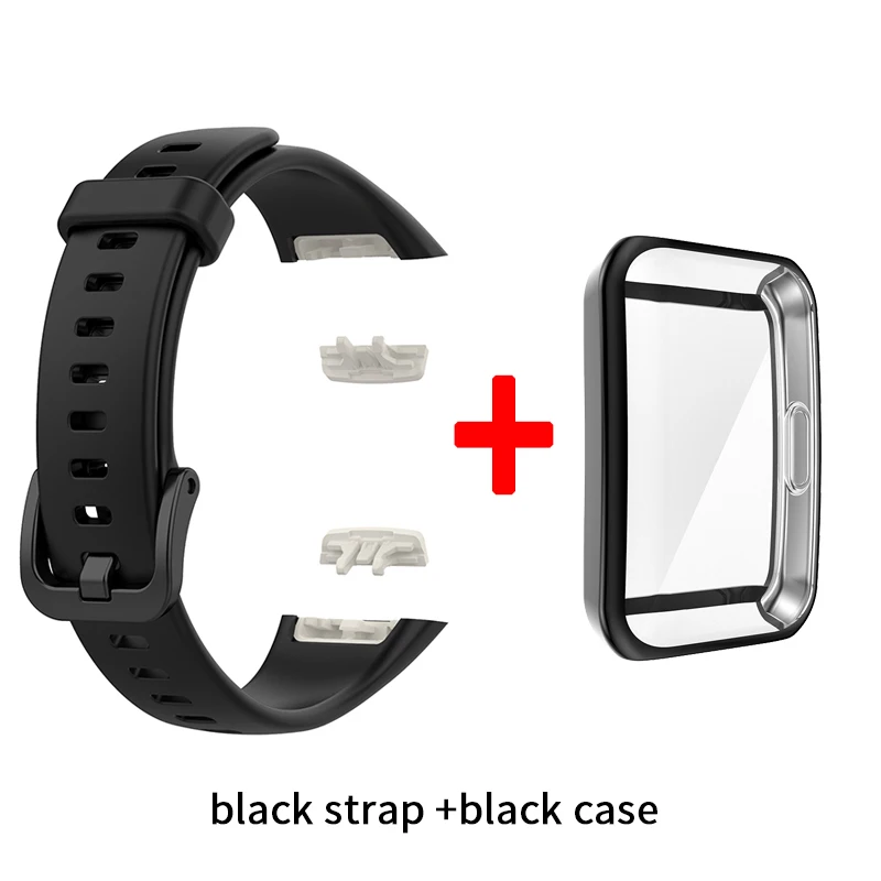 Premium Silicone Strap with TPU Full Screen Protector Case for Fitness Tracker Bracelet