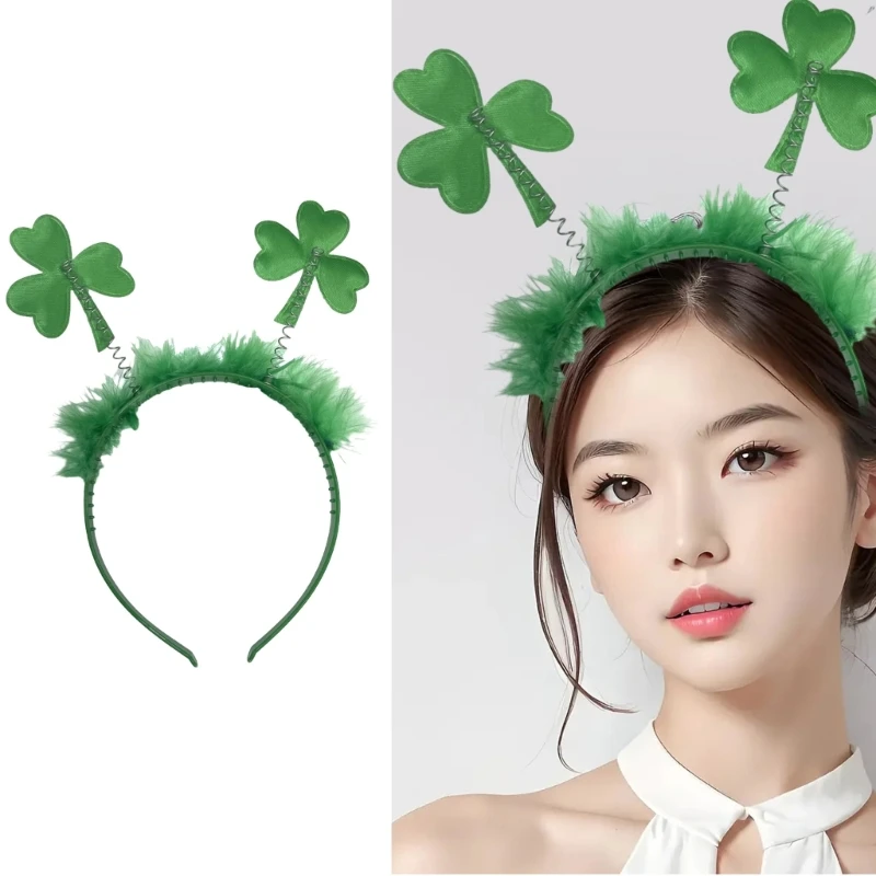 

Irish National Day Shamrock Headband Adult Kids StPatrick Celebration Hair Hoop Festival Theme Party Furry Hairband Photo Props