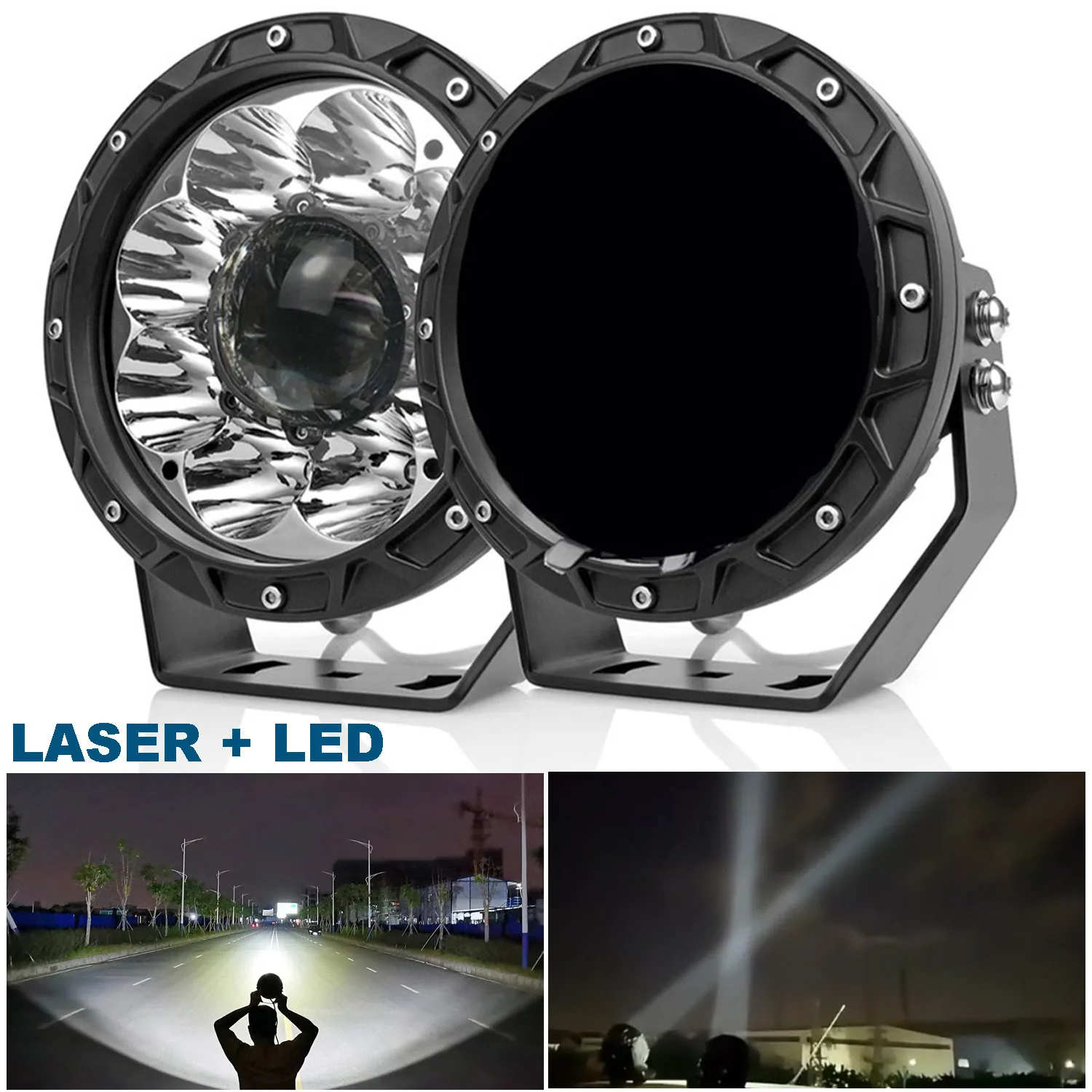1KM+ Distance Laser LED 7 Inch Pods Light Round Offroad Spotlight 12V 24V LED Work Driving Lights for ATV UTV SUV 4×4 Boat Truck