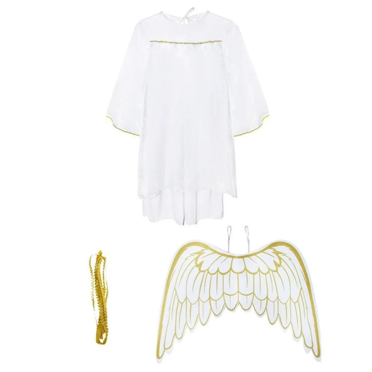 Girls Clothes Angel Costume Outfits Halloween Theme Party White Greek Toga Fancy Dress with Wings Headband Dress Up Clothing Set