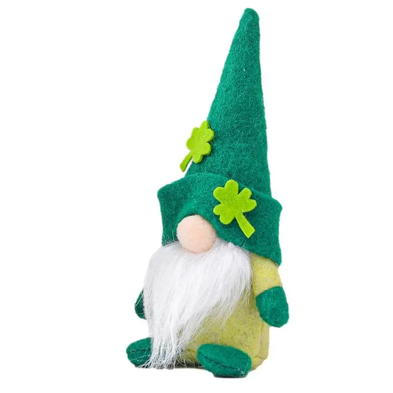 St Patricks Day Decorations Irish Leprechaun Plushie Peluche Farcito 21Cm/8.26 Pollici Shamrock Ornament Green Leprechaun Faceless