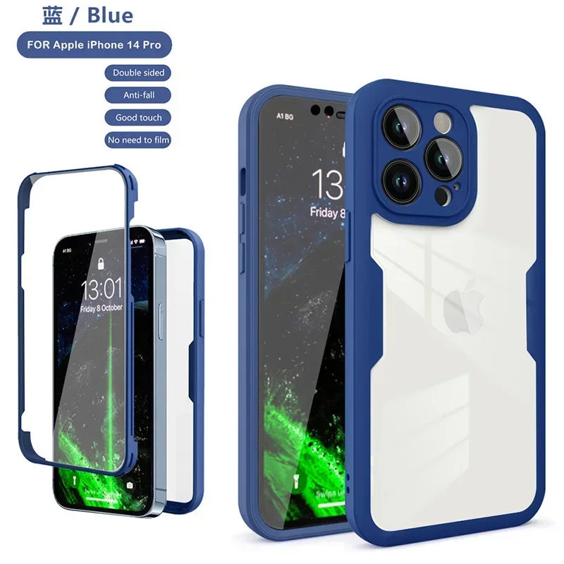 Crystal Clear Full Wrap Phone Case with Lens Protection and Film Back Cover