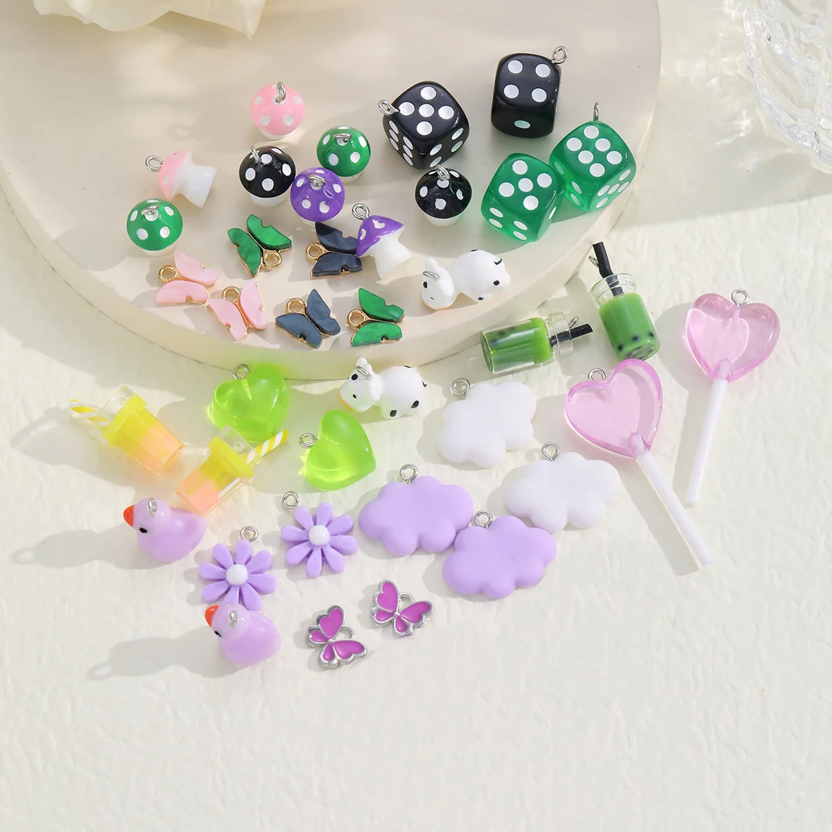 New Cartoon Design DIY Earrings Accessories Set for Women Cute Colored Resin Animal Dangle Earrings Sweet Girl Jewelry Gifts