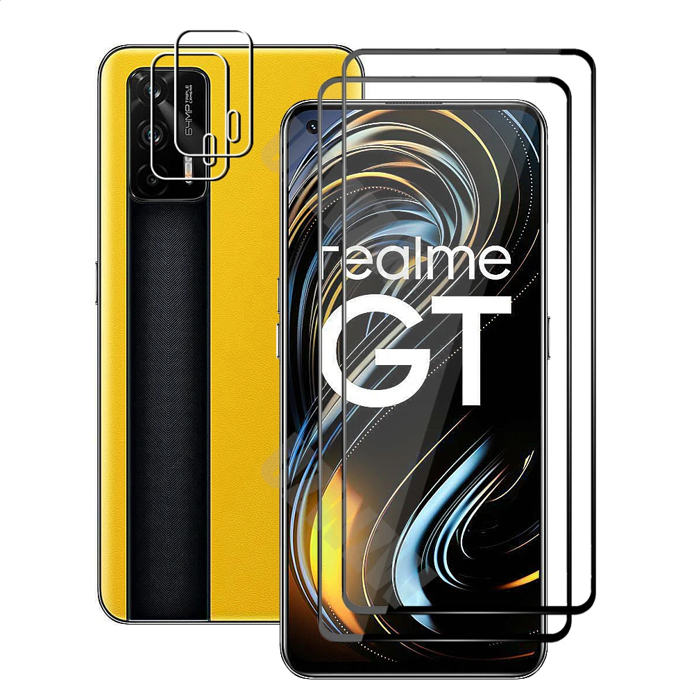 4 In 1 For Realme Gt 5g (2pcs) Full Coverage Tempered Glass Screen