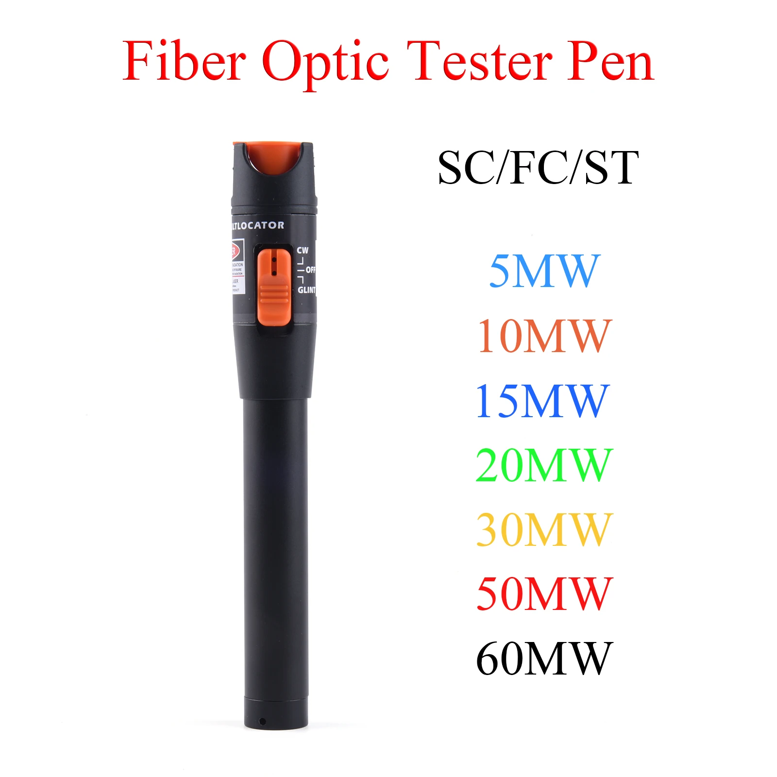 1PCS Fiber Optic Tester Tool Kit 5MW/10MW/15MW/20MW/30MW/50MW/60MW FTTH Optic Pen SC/FC/ST Adjustable Red Laser Power Meter shenzhen high quality for vfl power meter fiber cleaver fiber optic splicing ftth tool kit