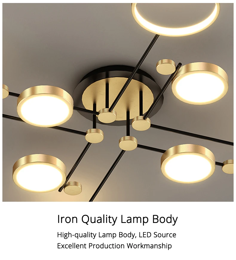 Ceiling Light - Modern LED Chandelier Gold Frame Indoor
