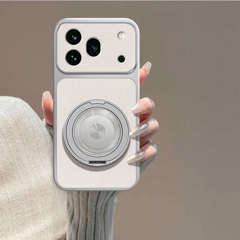 Vegan Leather Magnetic Protective Case with Ring Stand