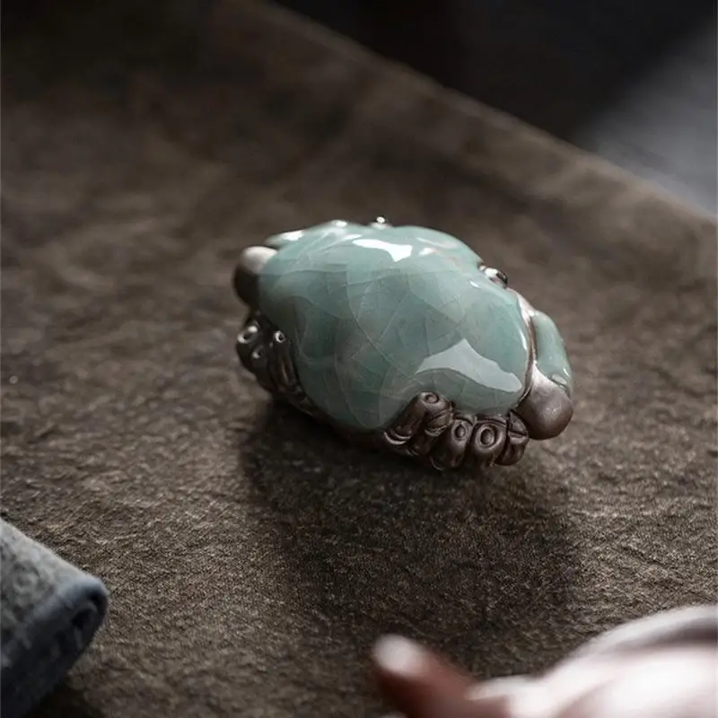 Ge Kiln Cracked Glaze Crab Tea Play Handmade Kongfu TeaPet Decoration Chinese Tea Table Ceremony Accessories Pet tea pet ornaments